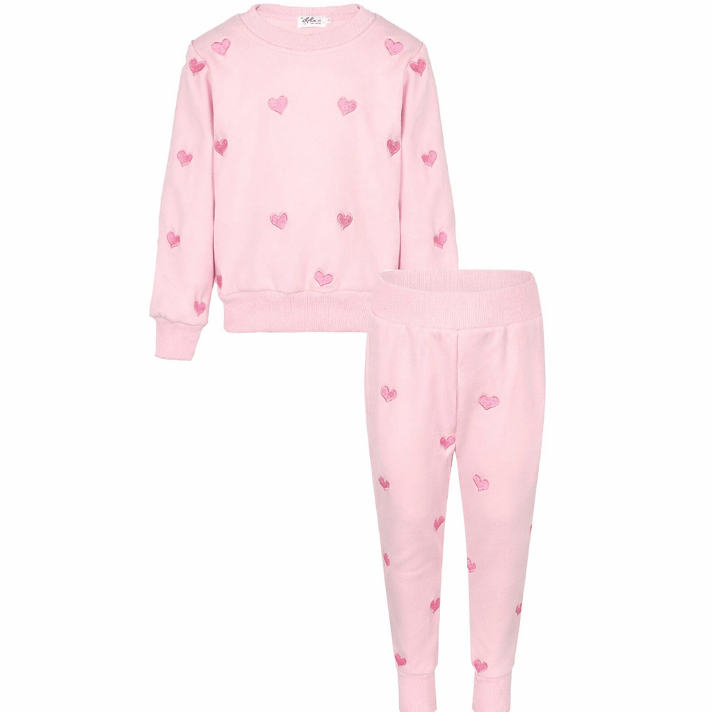 Full Hearts Jogger Set- Pink