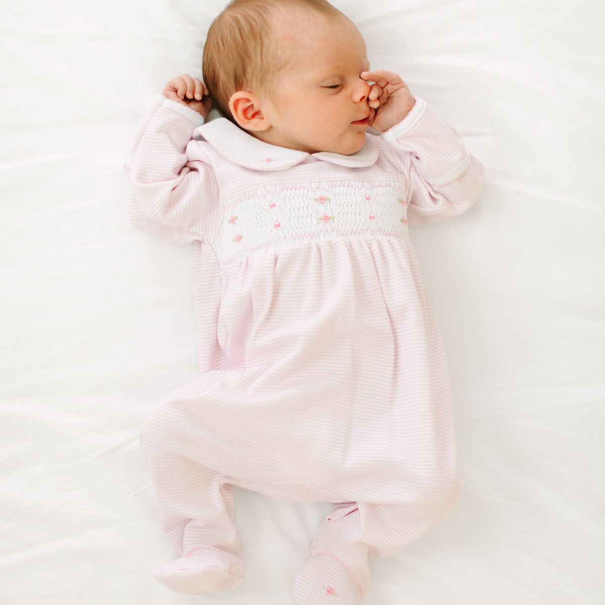 Anna Smocked Footie- Pink