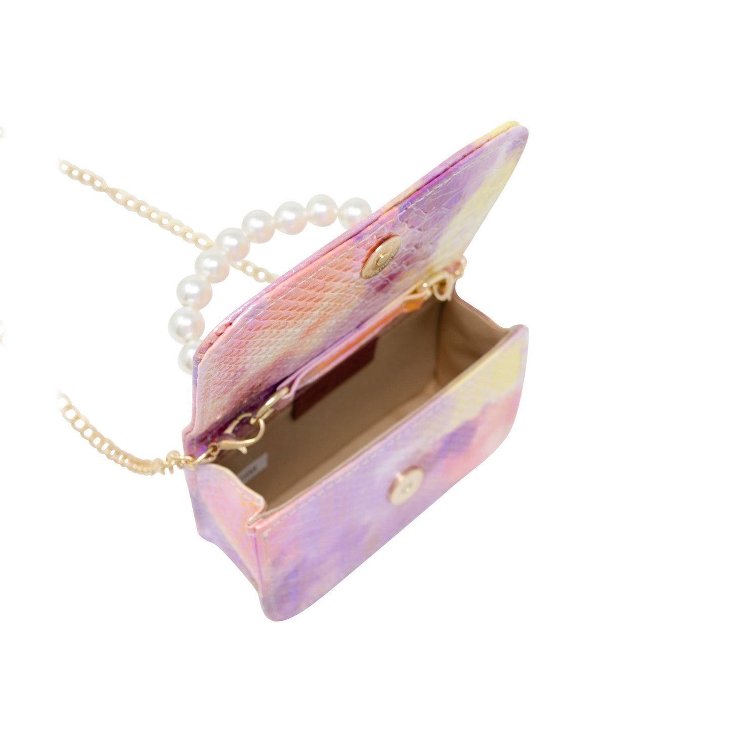 Tie Dye Crocodile Pearl Purse- Pink