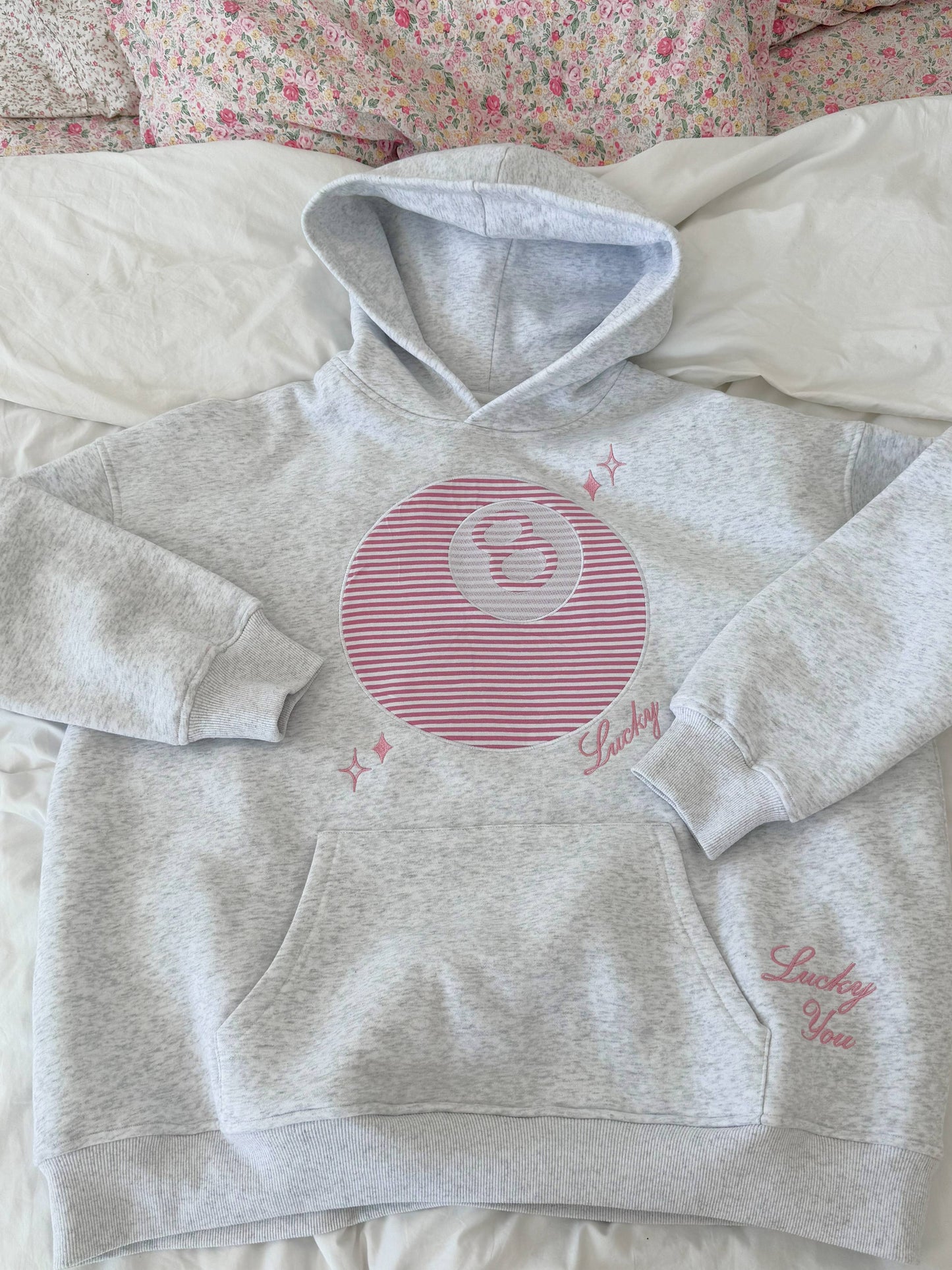 8 Ball Embroider Hoodie - Heather Gray
