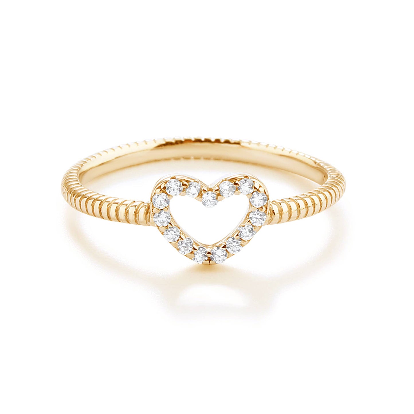 14k Gold-Plated Open Heart Baby Ring Clear