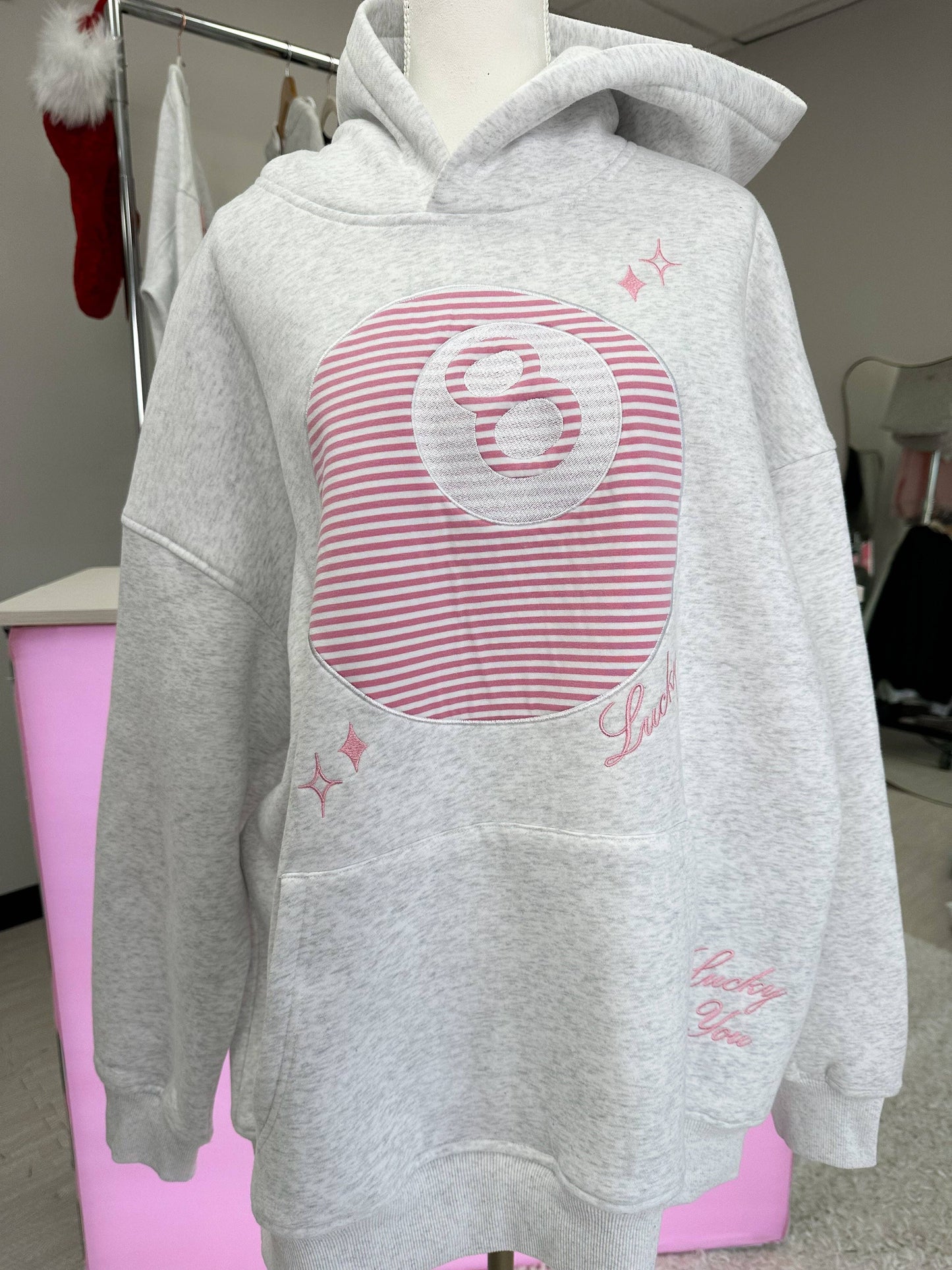 8 Ball Embroider Hoodie - Heather Gray