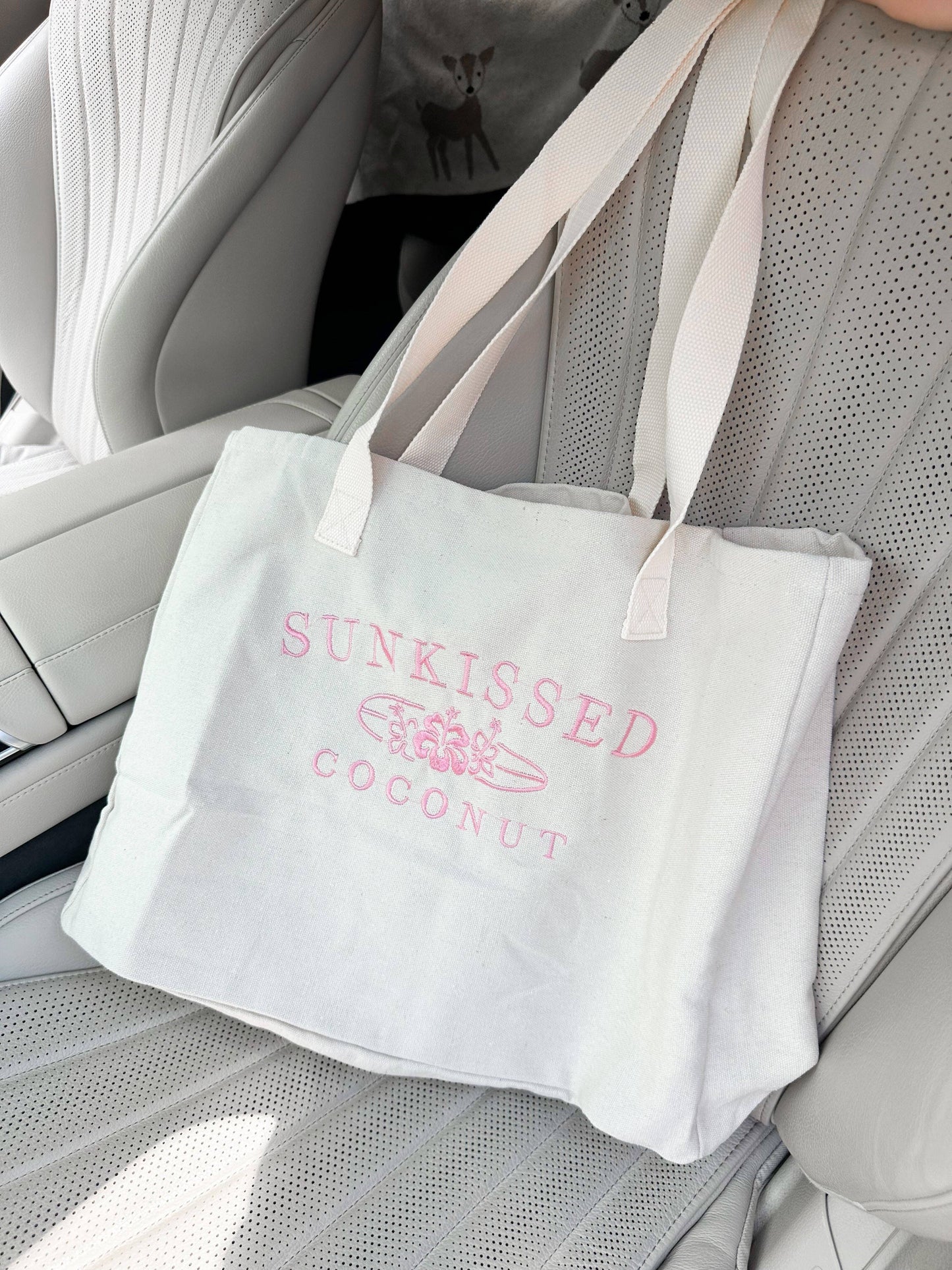 Sunkissed Coconut Embroider Canvas Tote