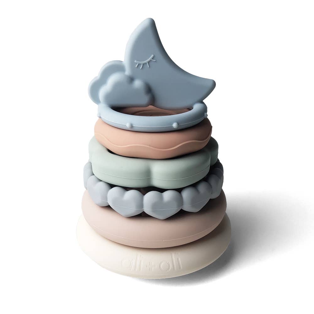 Silicone Stacking Ring Tower 6pc - Moon