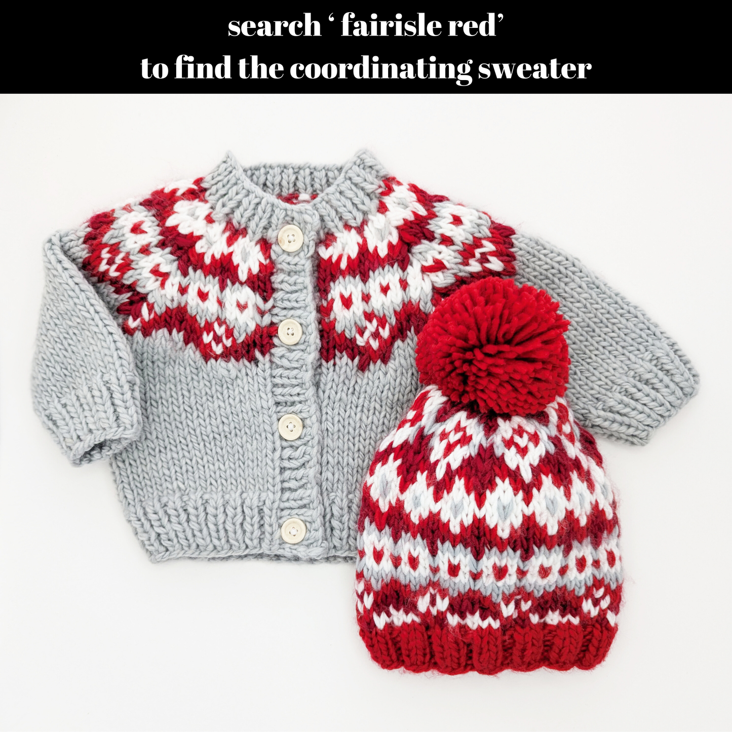 Fairisle Red Beanie Hat