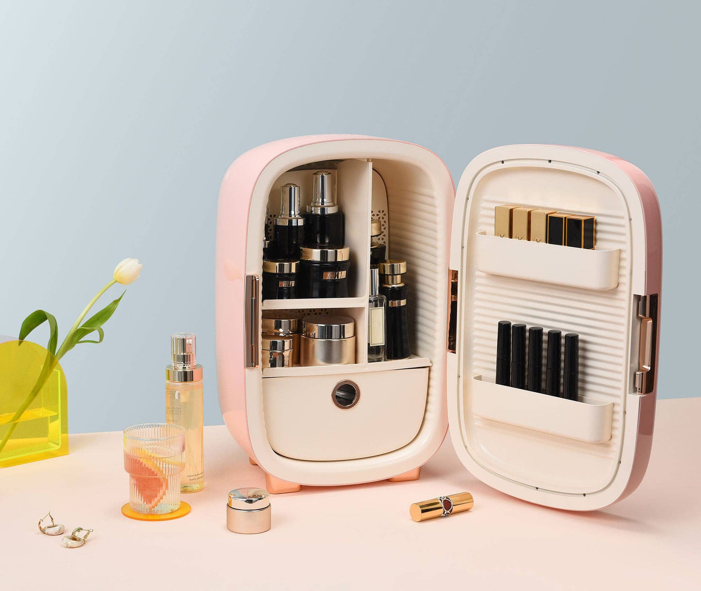 Beauty 12 Liter Mini Skincare Fridge: Pink