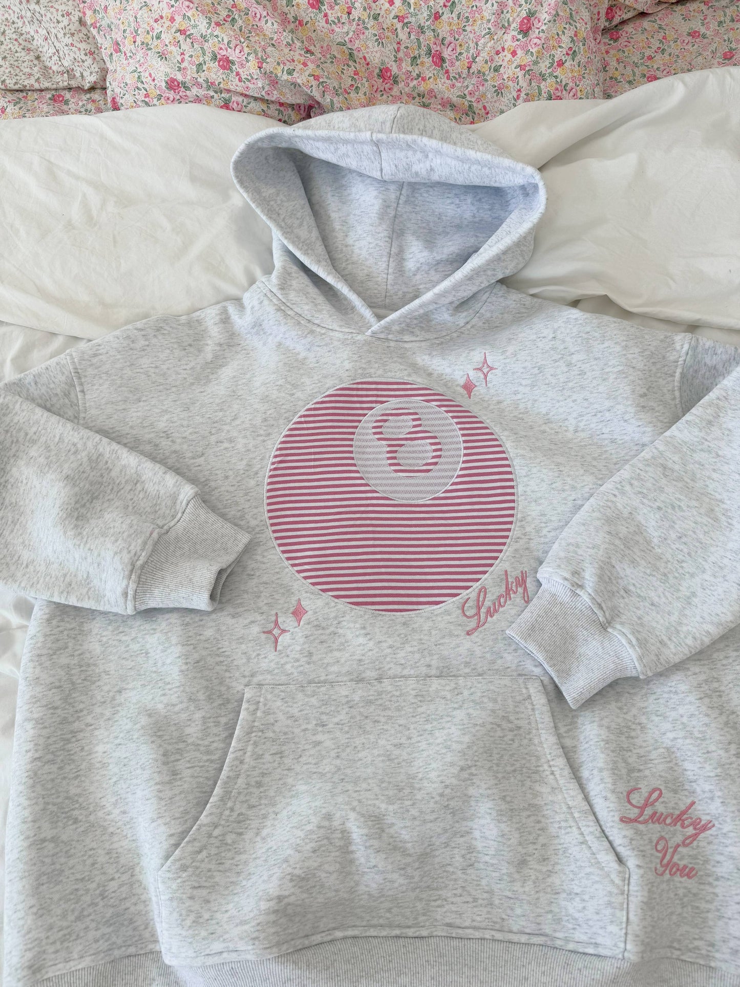8 Ball Embroider Hoodie - Heather Gray