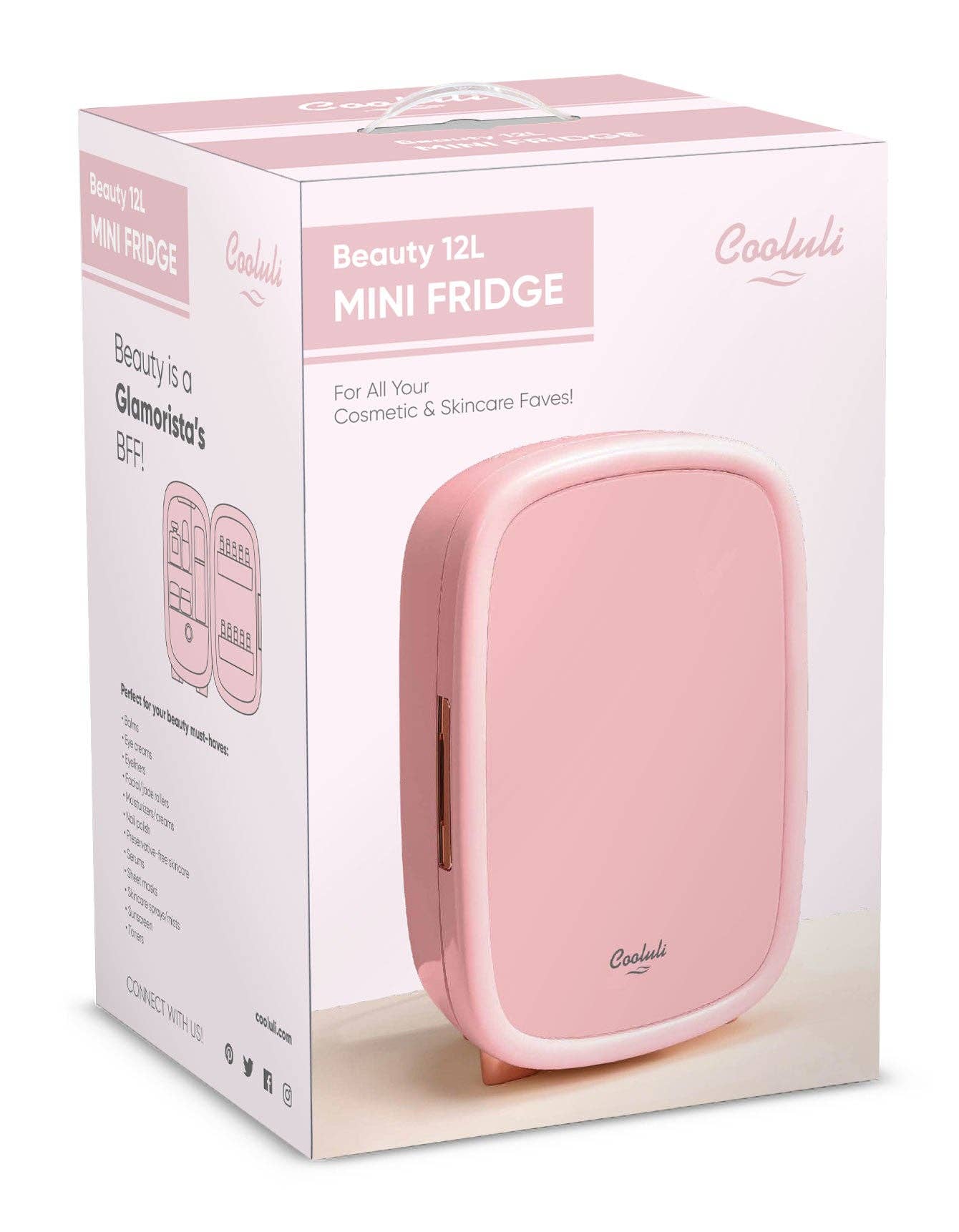 Beauty 12 Liter Mini Skincare Fridge: Pink