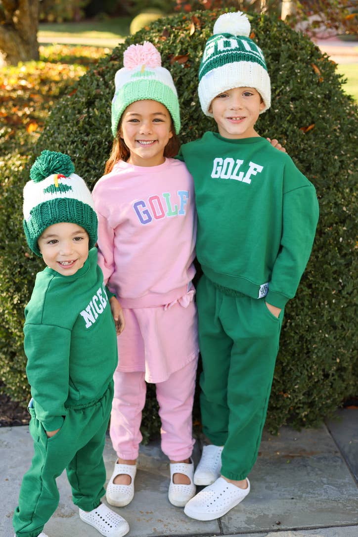 Golf Flag Bobble Hat- Pink