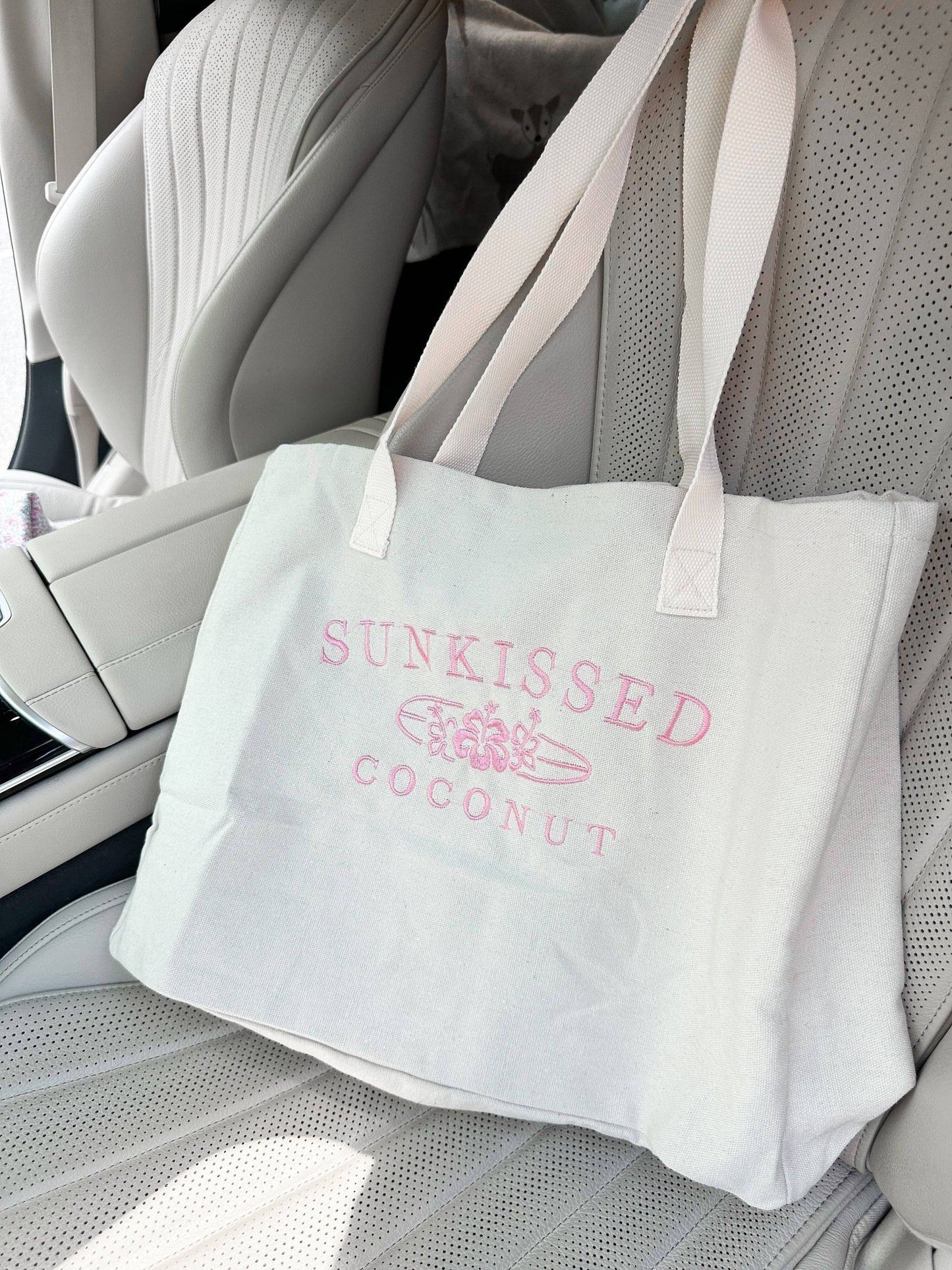 Sunkissed Coconut Embroider Canvas Tote
