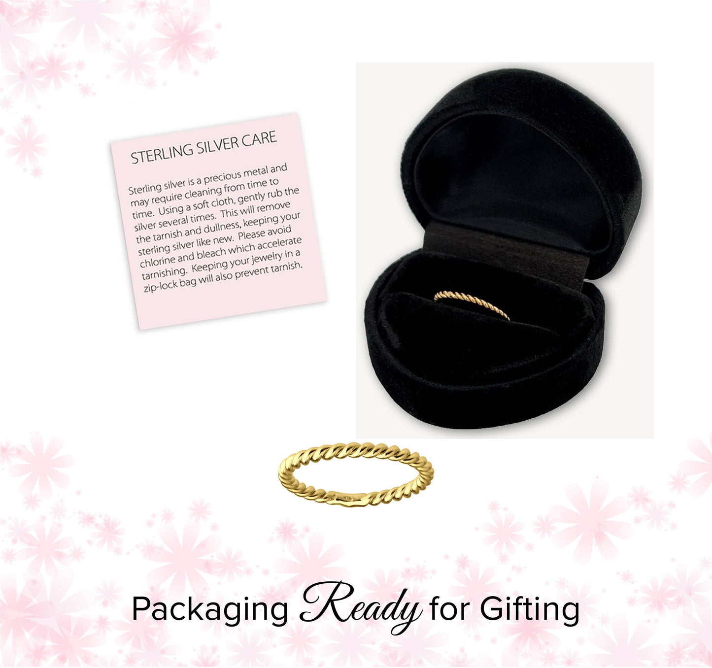 Gold-Plated Twisted Band Stackable Ring