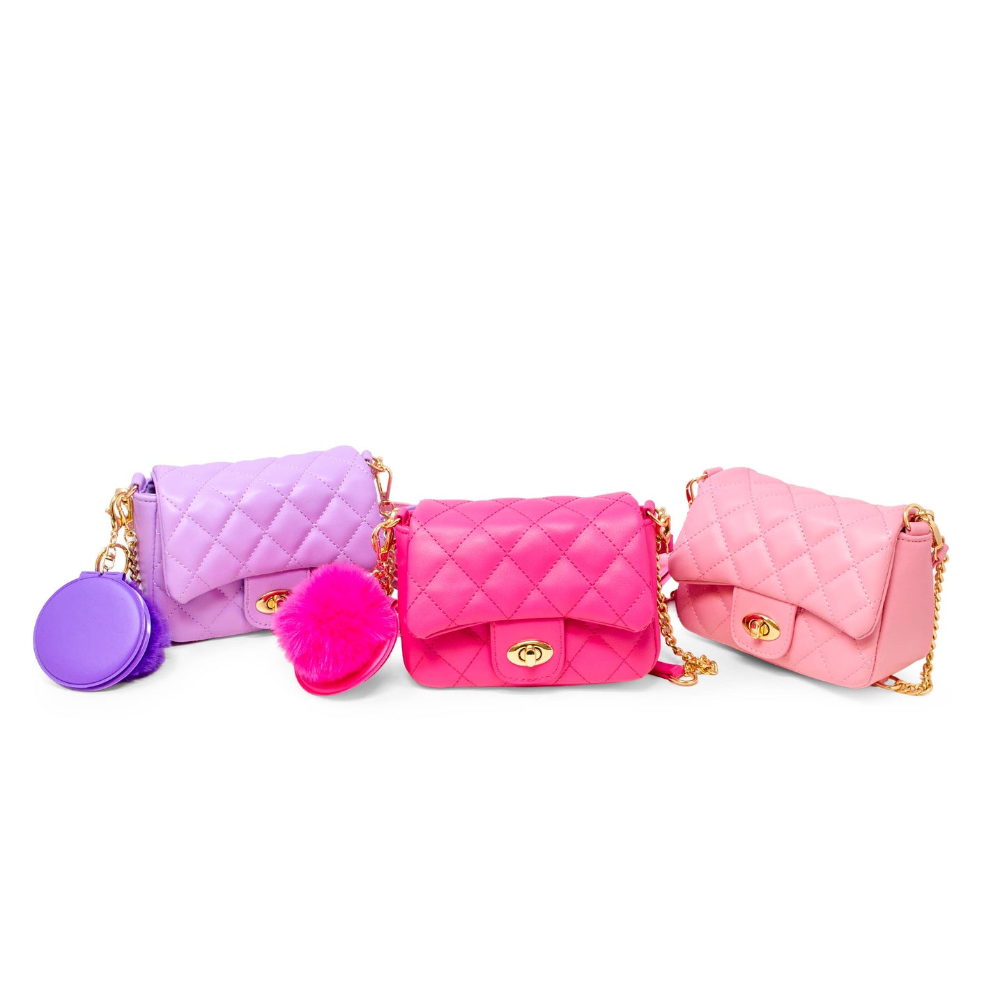 Puff Flap w/ Mirror Pom Pom- Pink