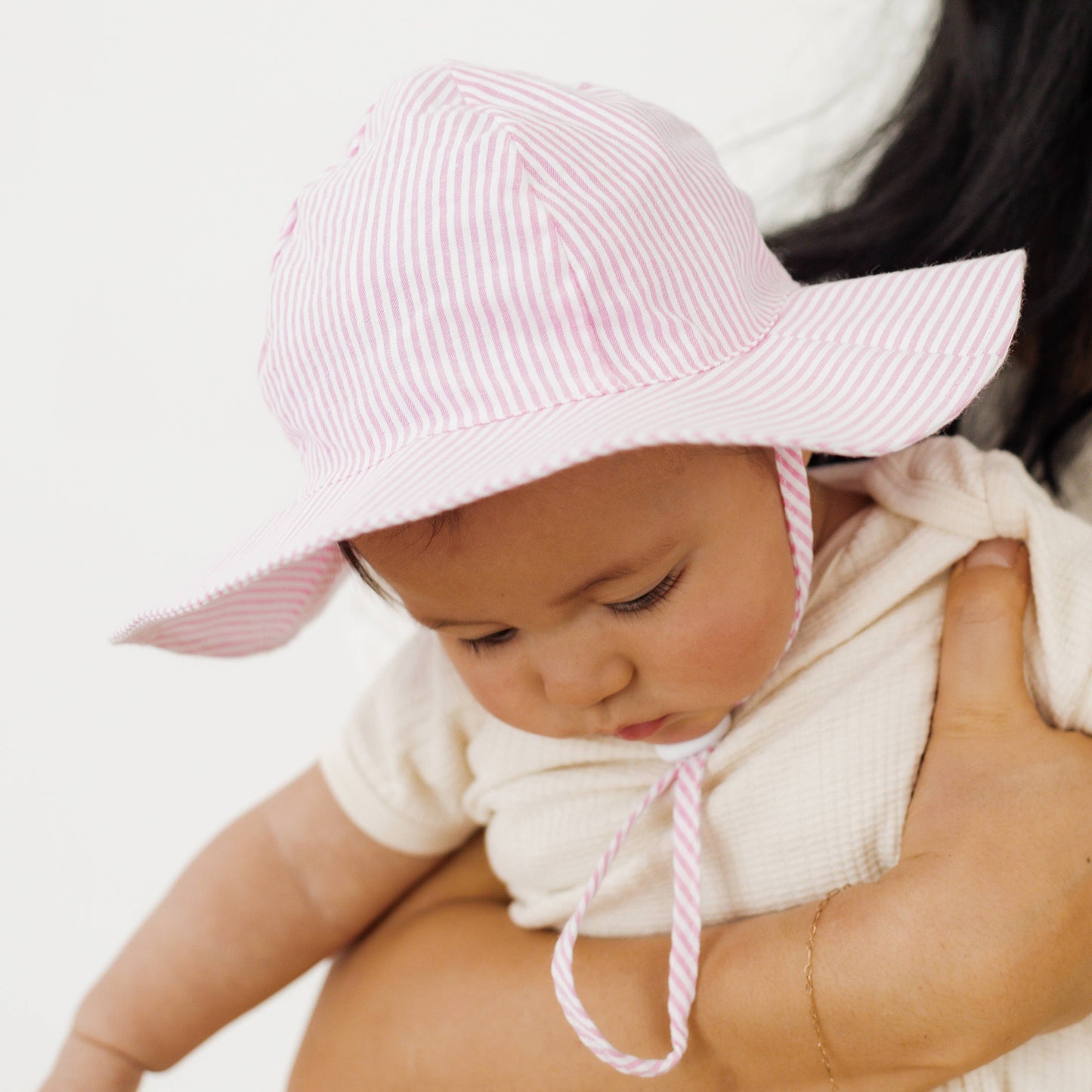 Pink Seersucker Sunhat UPF 50+