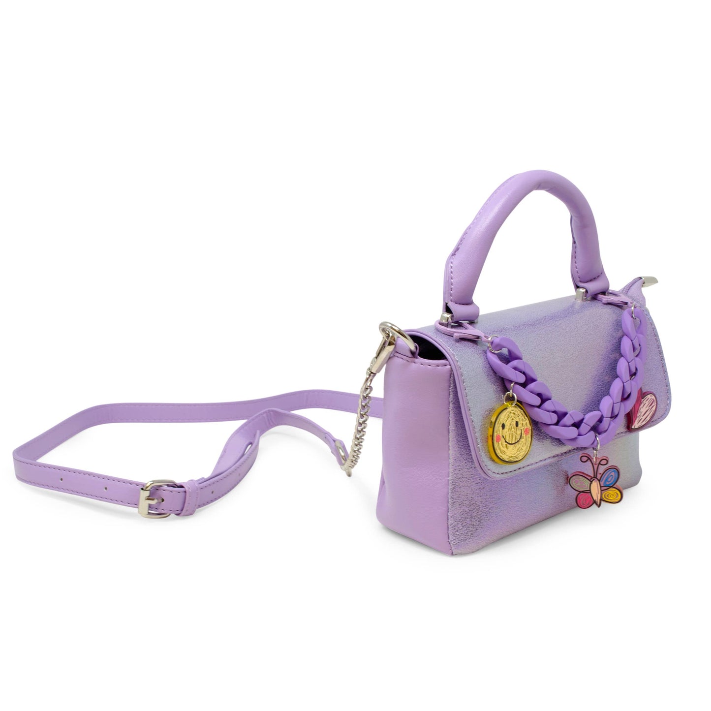 Shiny Baguette Jumbo Chain Bag - Purple
