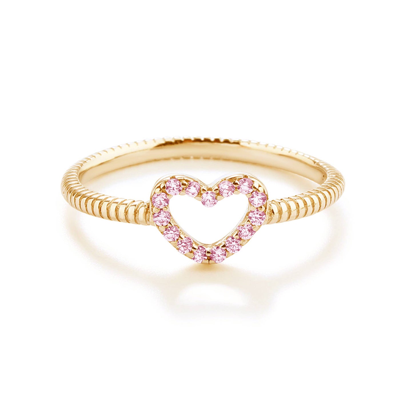 14k Gold-Plated Pink Open Heart Baby Ring