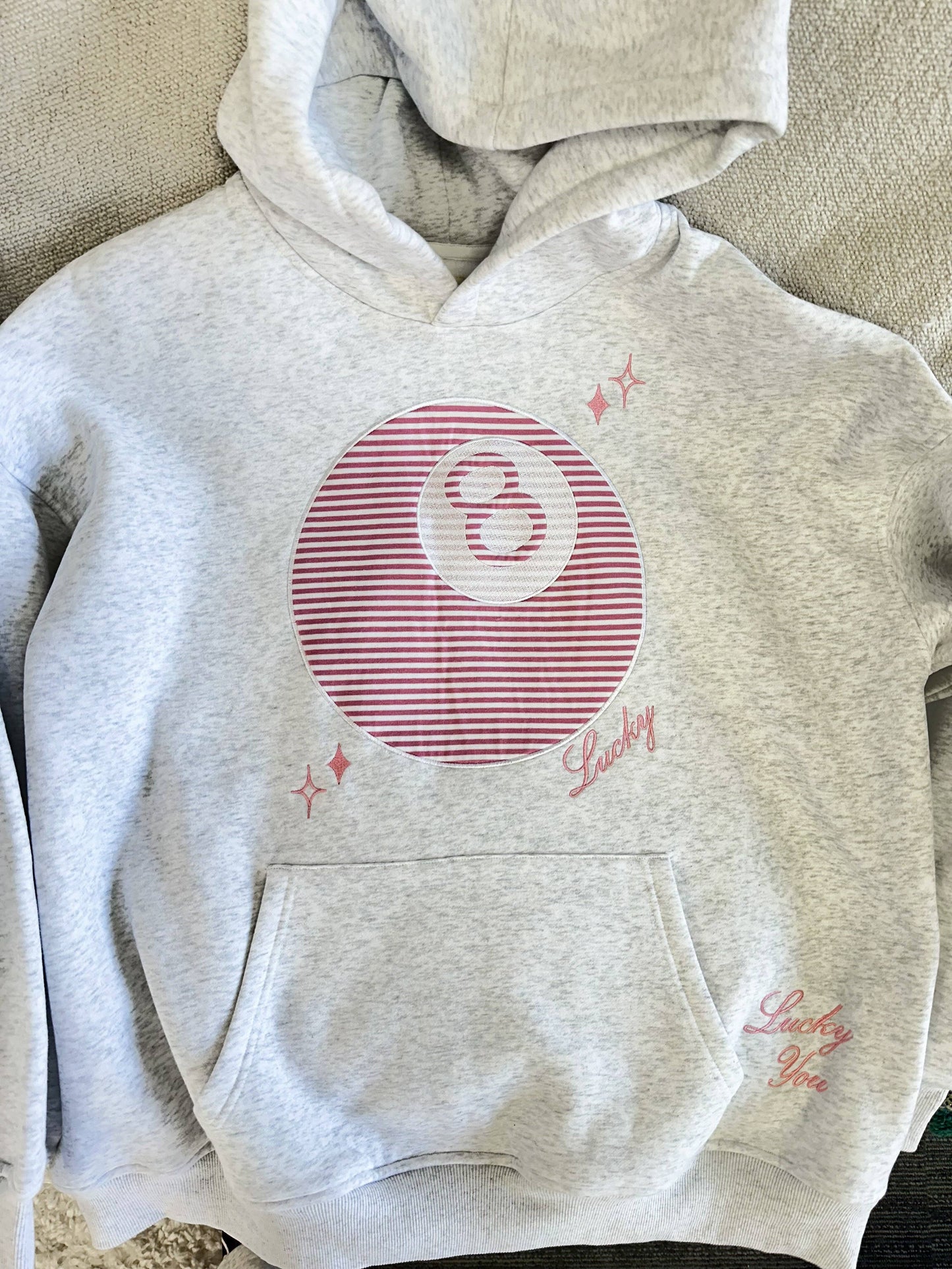 8 Ball Embroider Hoodie - Heather Gray