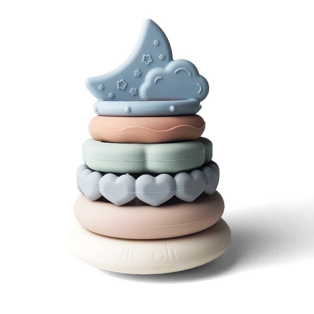 Silicone Stacking Ring Tower 6pc - Moon