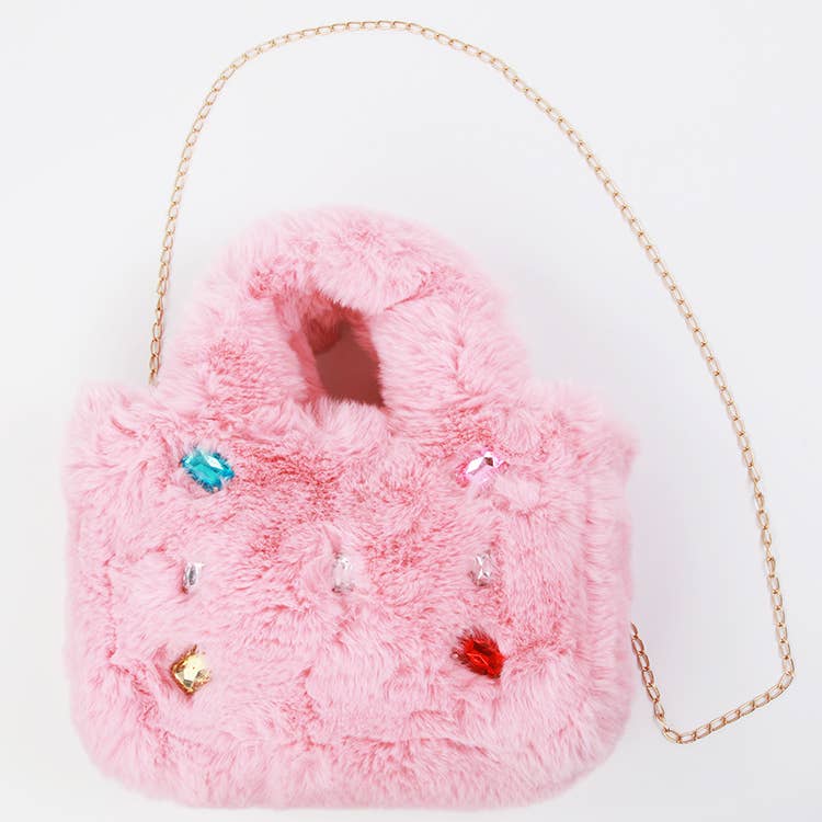 Fur Jewel Purse - Blush Pink