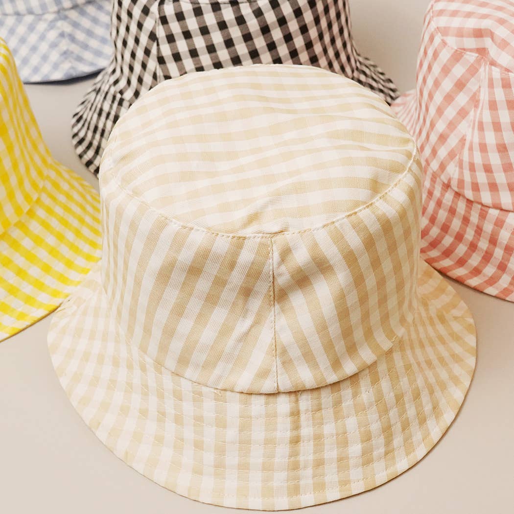 Blue Gingham Reversible Bucket Hat