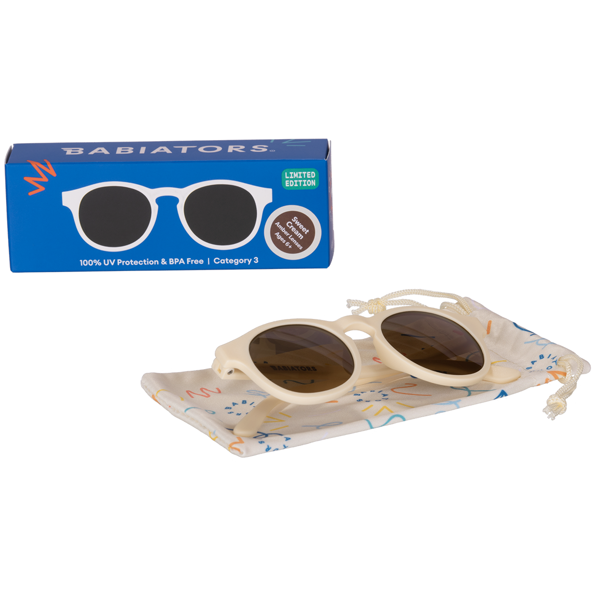Sweet Cream Keyhole Sunglasses with Amber Lens