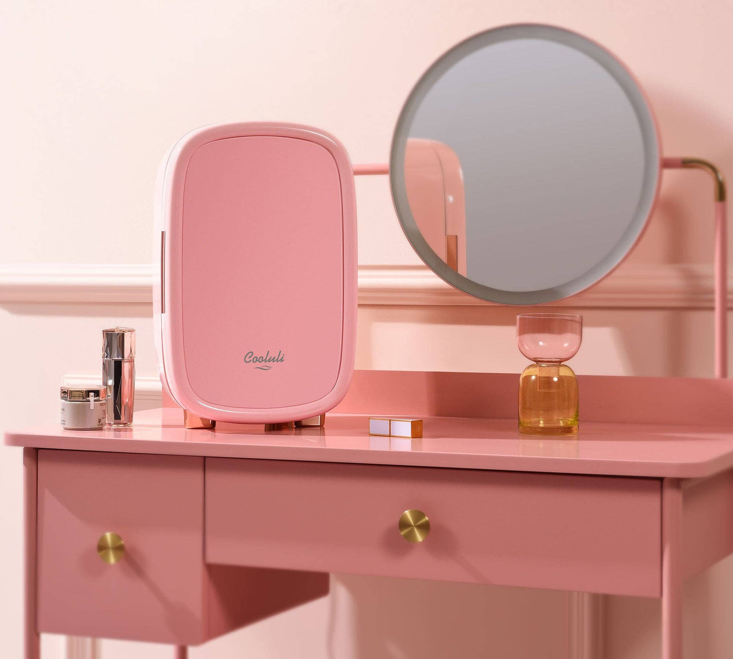 Beauty 12 Liter Mini Skincare Fridge: Pink