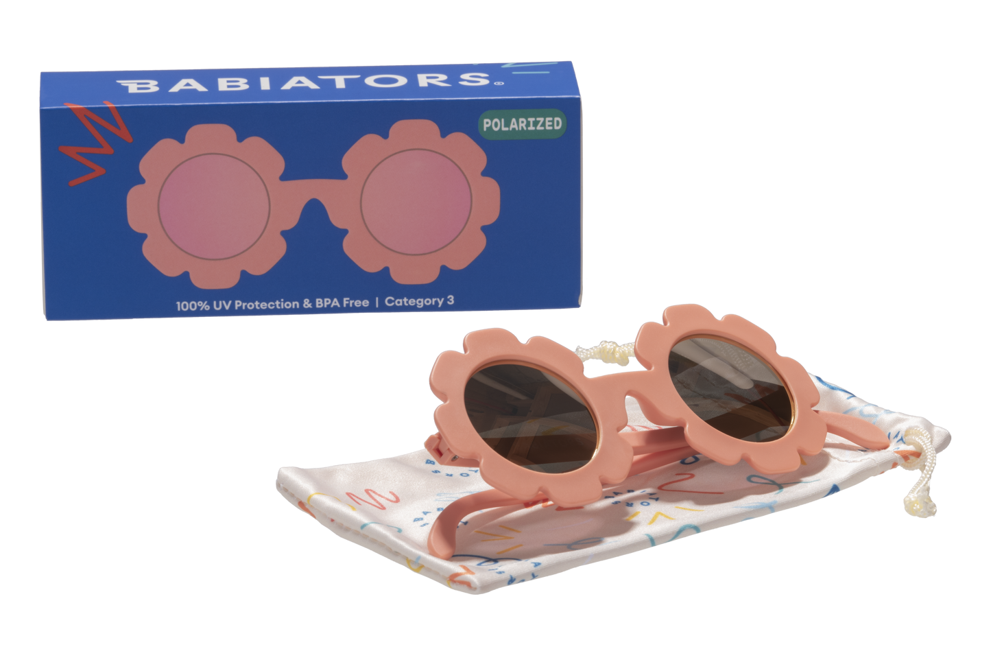 Peach Keen Polarized Flower Sunglasses with Mirrored Lens