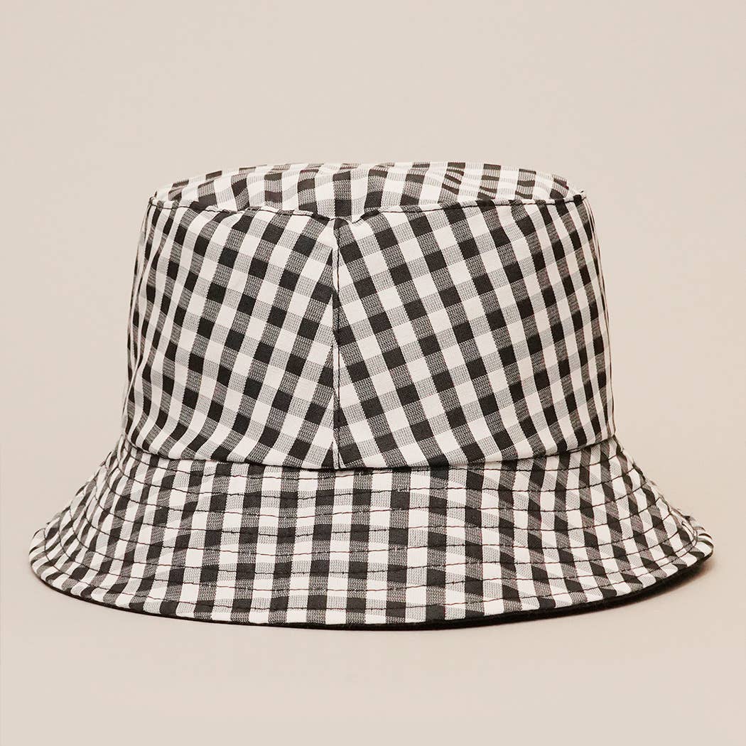 Blue Gingham Reversible Bucket Hat