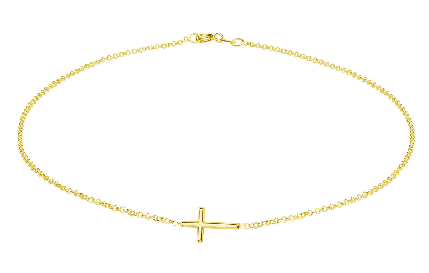 14K Gold-Plated Horizontal Cross Necklace 14 inch