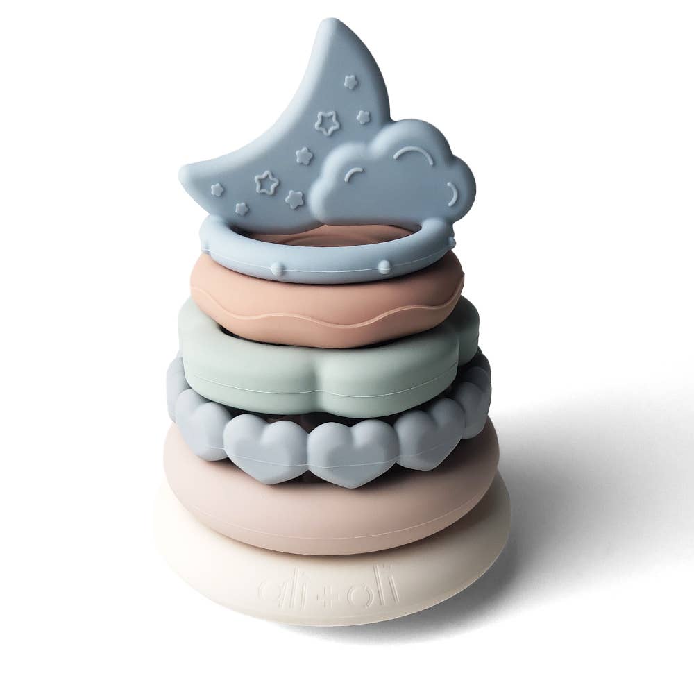 Silicone Stacking Ring Tower 6pc - Moon