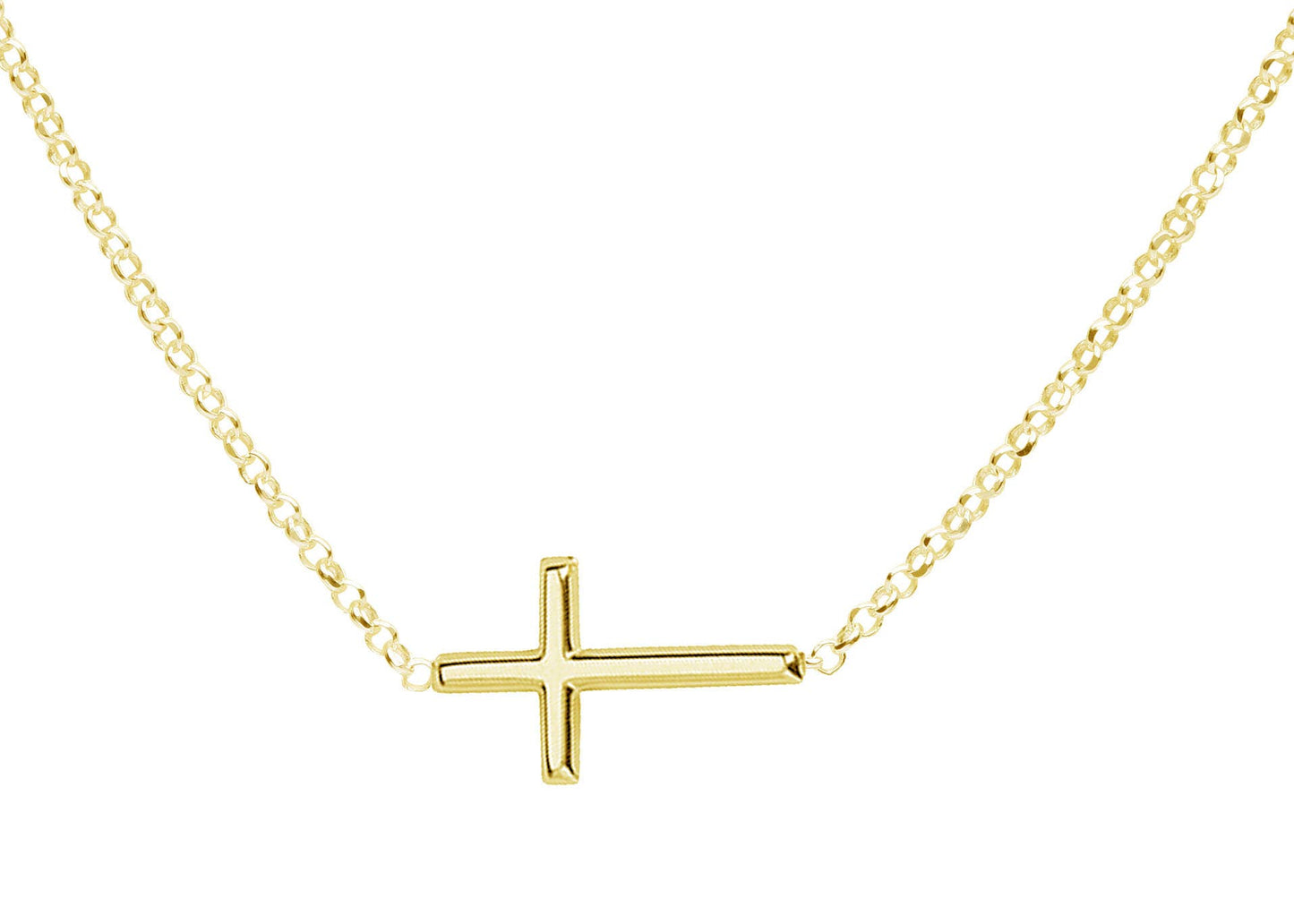 14K Gold-Plated Horizontal Cross Necklace 14 inch