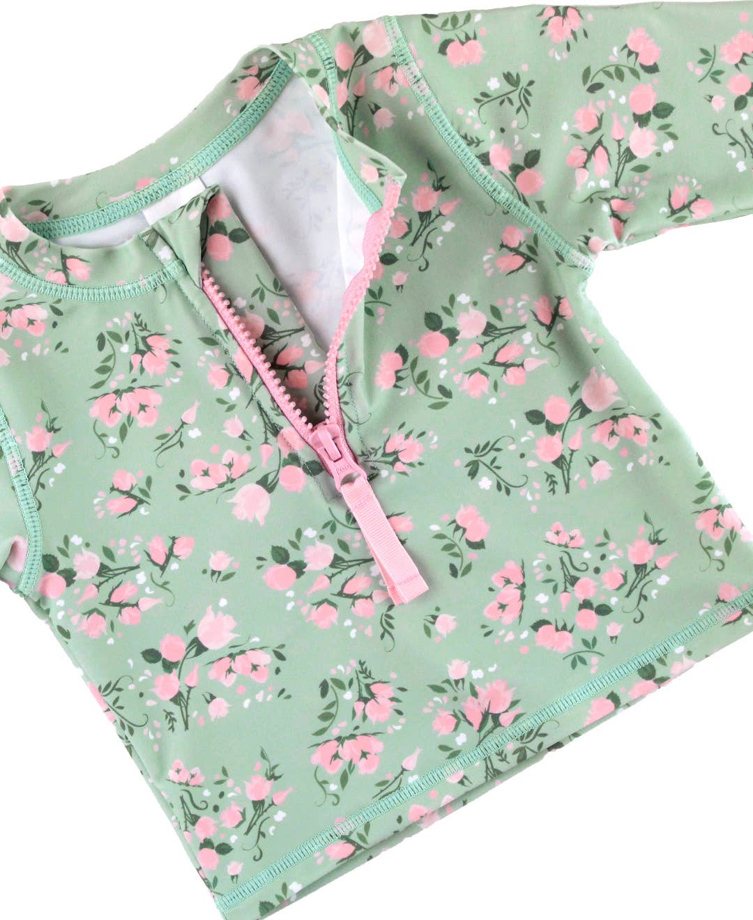 Tea Roses LS Zip Rash Guard 2-Piece Swim