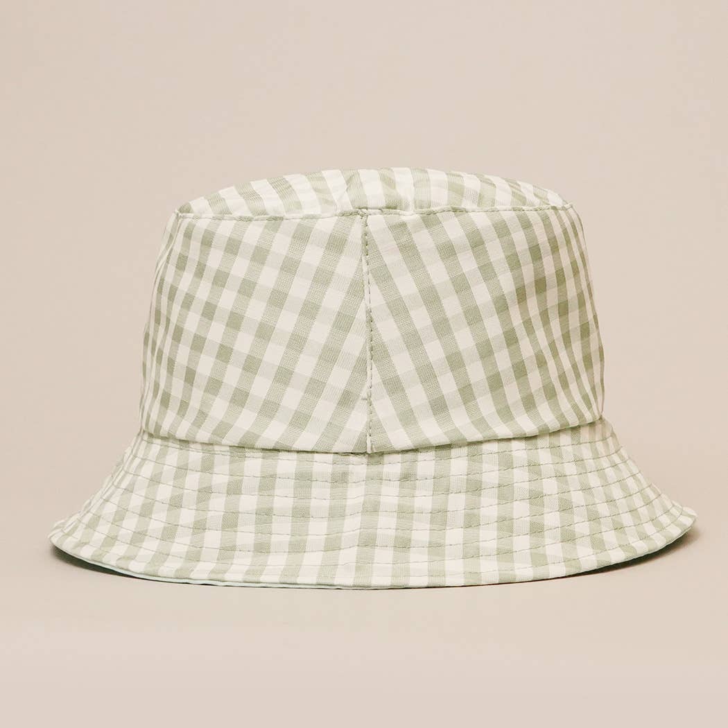 Blue Gingham Reversible Bucket Hat