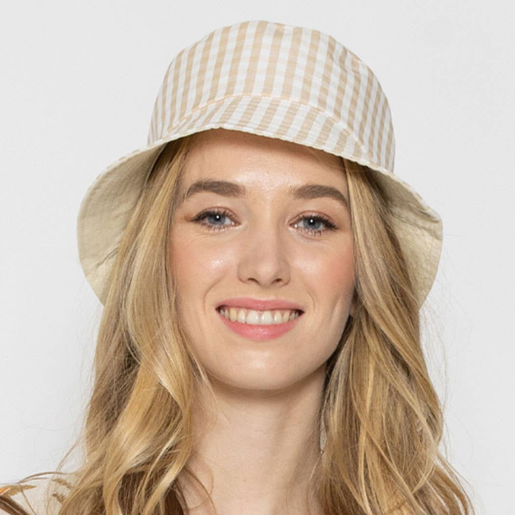 Blue Gingham Reversible Bucket Hat