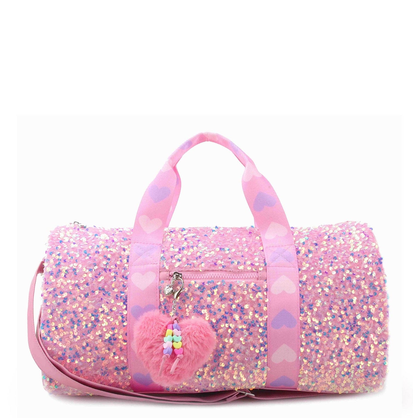 Sequin Lg Duffle Bag with Heart Charm