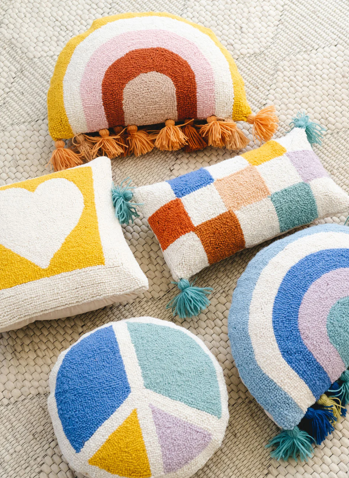 Warm Rainbow With Tassels Pillow