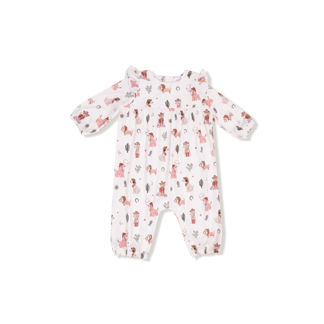 Ruffle Romper - Cowgirl Dogs