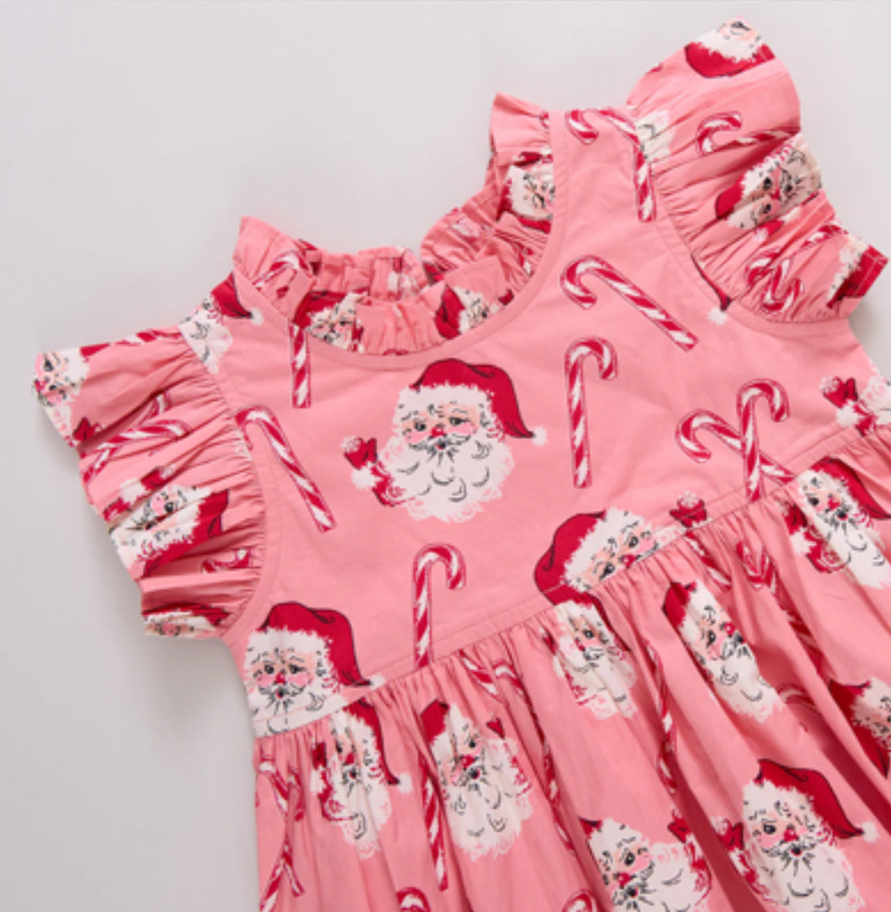 Baby Jennifer Dress- Pink Candy Cane Santa