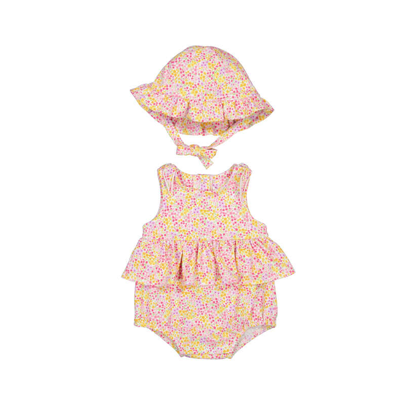 Floral Onesie w/Hat- 1632