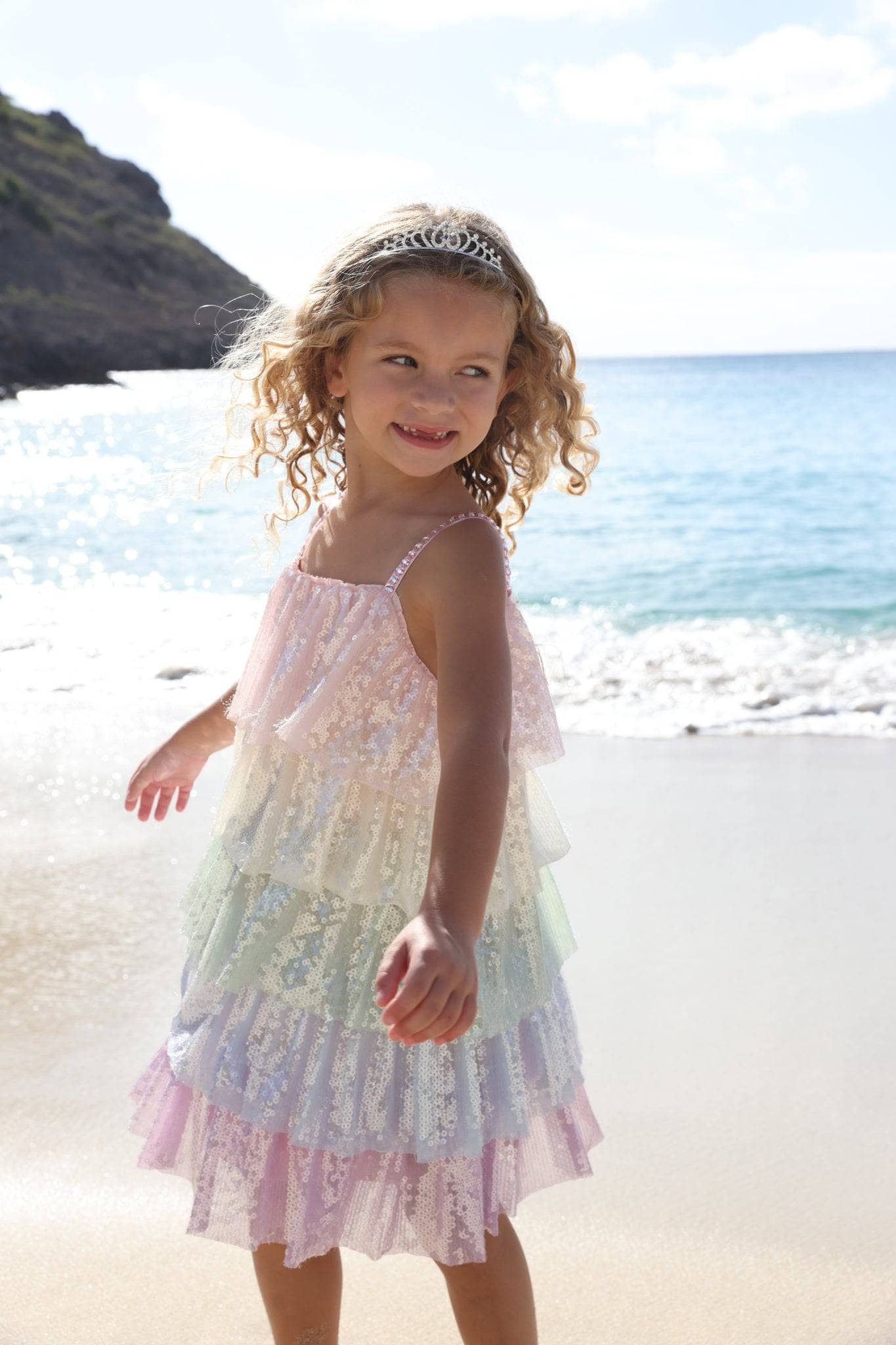 Rainbow Sequin Tiered Dress