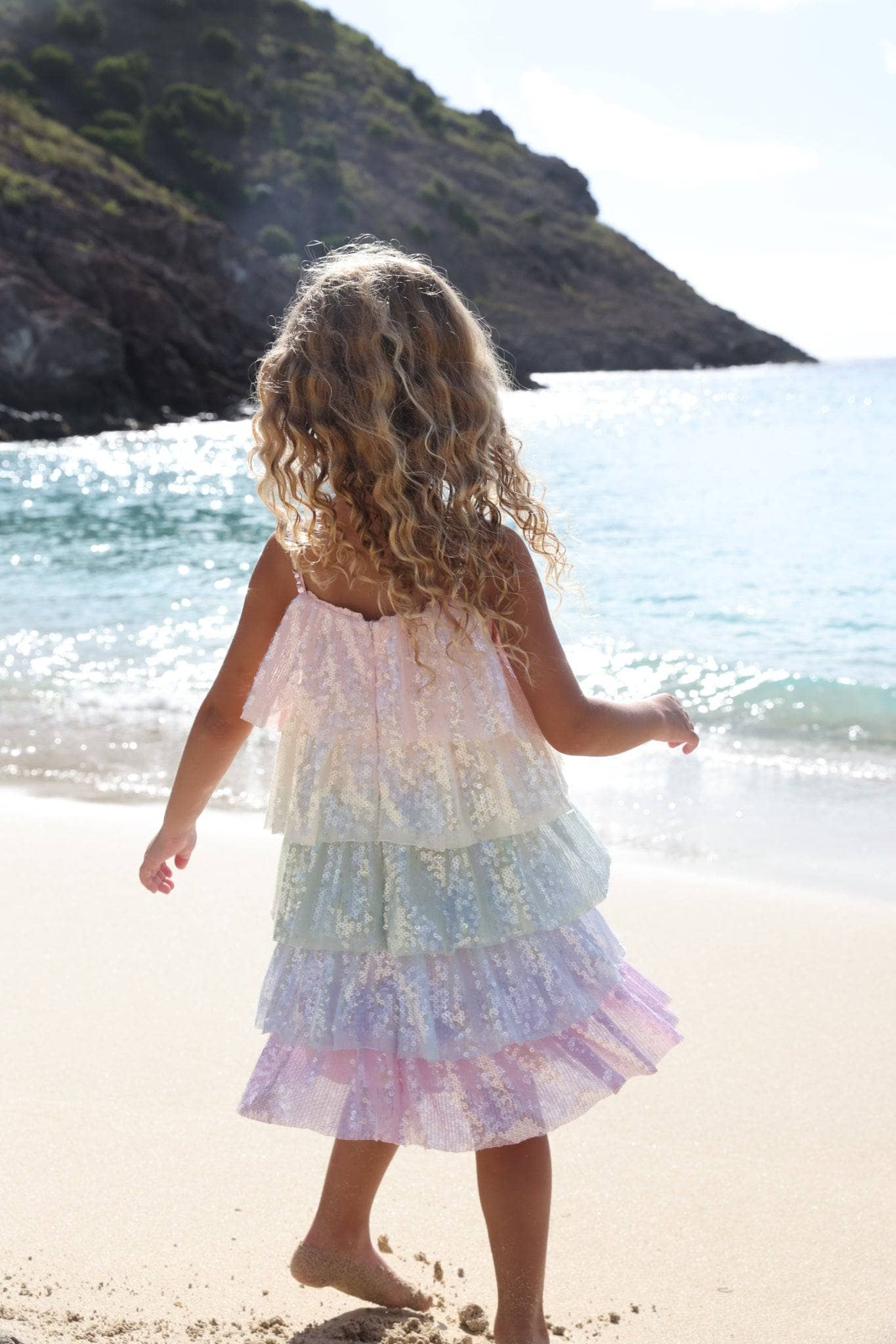 Rainbow Sequin Tiered Dress
