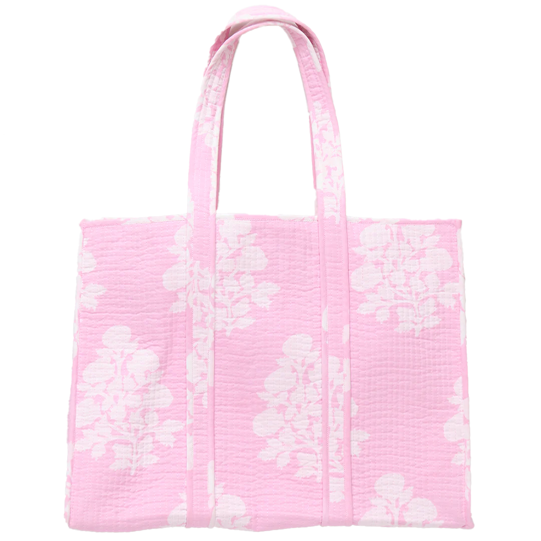 Small Quilted Tote - Pink Bouquet Floral
