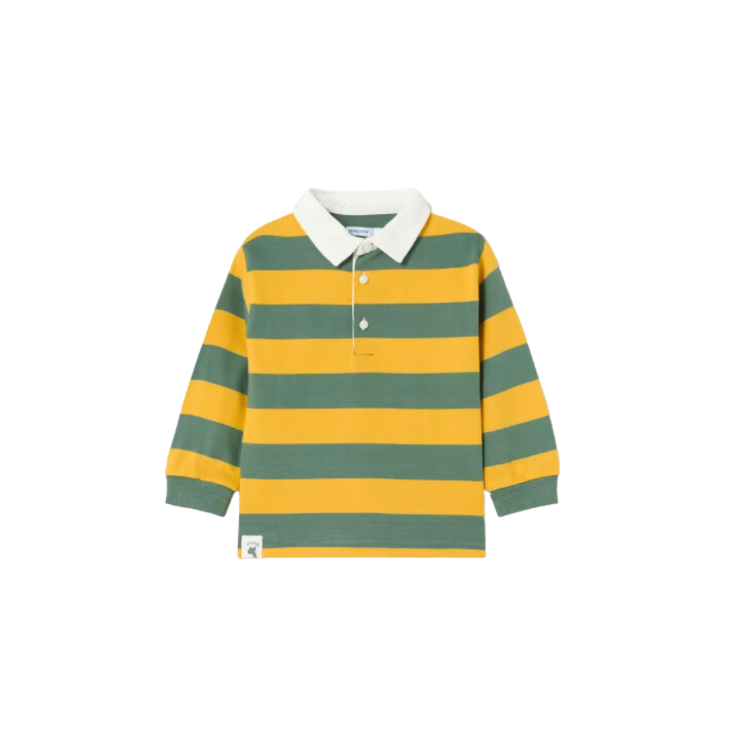 Stripe Polo LS- Honey Mint