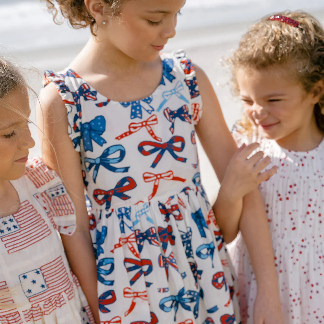 Kelsey Dress- Red, White & Bows