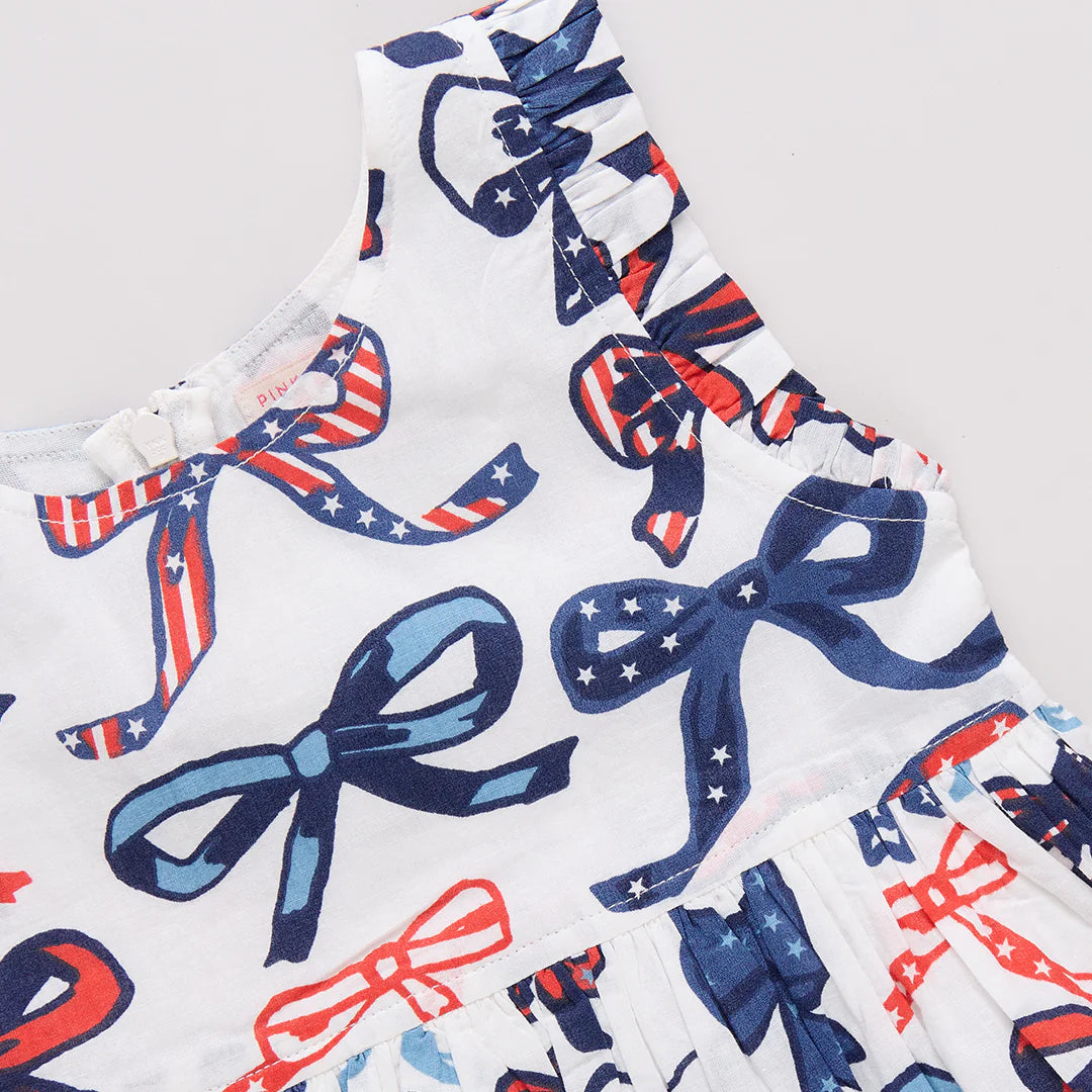 Kelsey Dress- Red, White & Bows