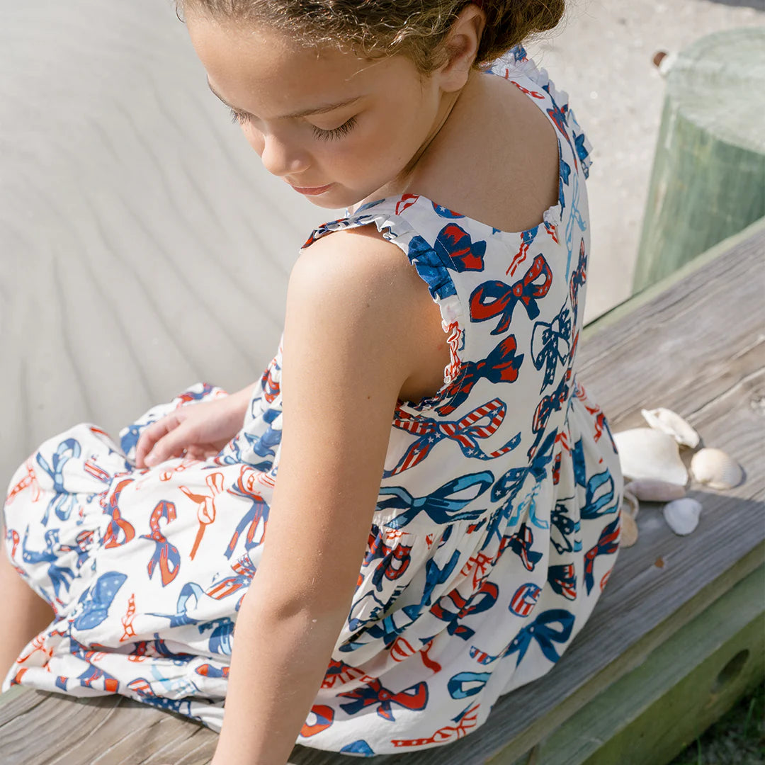 Kelsey Dress- Red, White & Bows