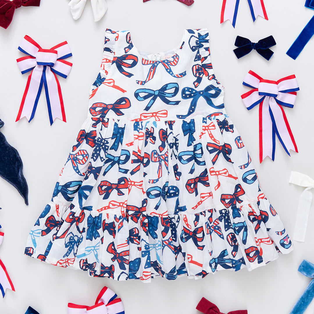 Kelsey Dress- Red, White & Bows