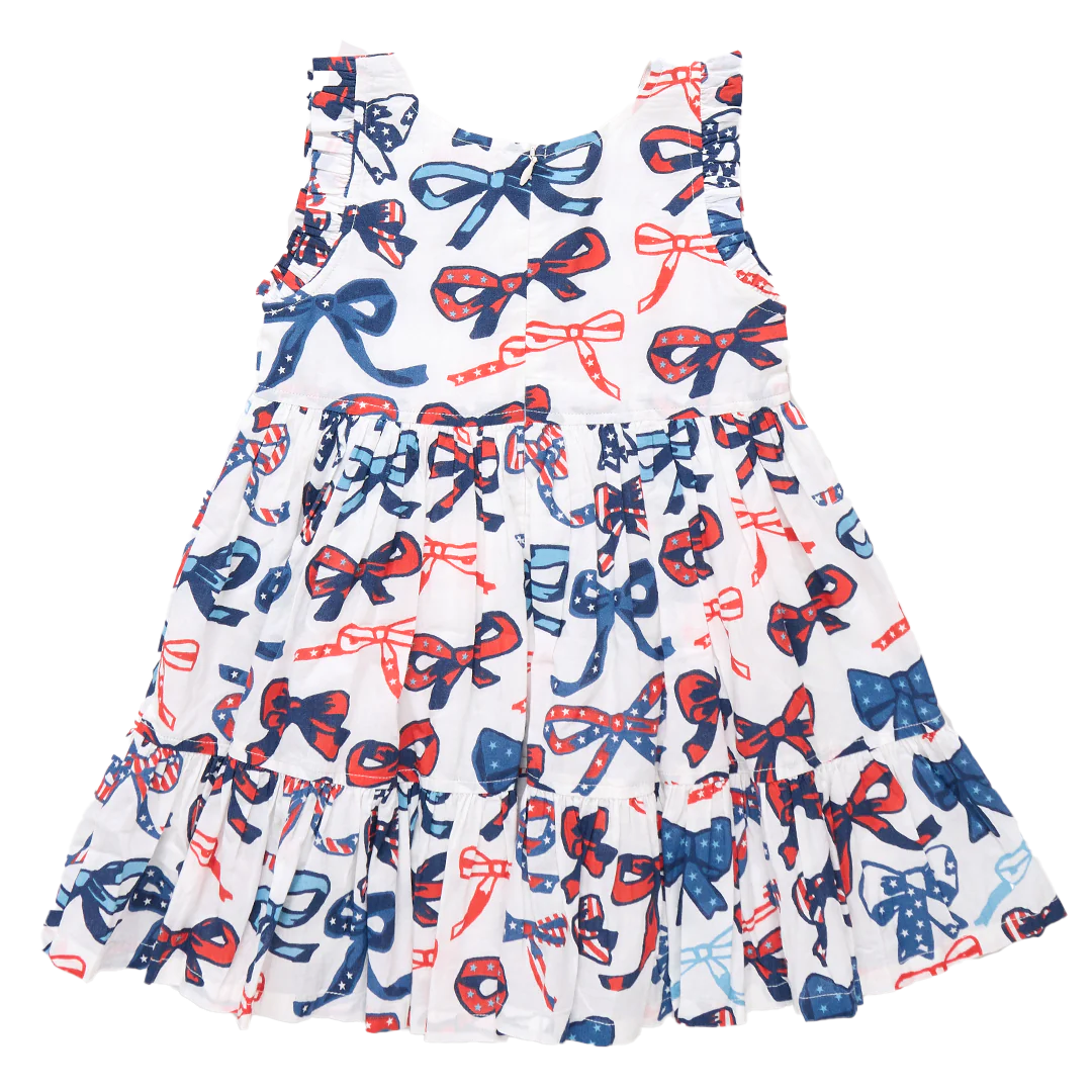 Kelsey Dress- Red, White & Bows