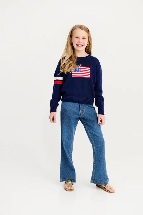 Seaton Sweater- Navy Flag