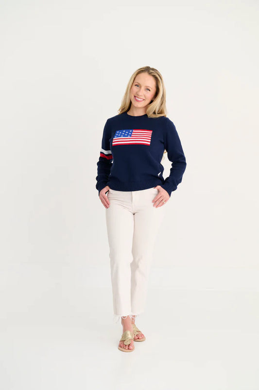 Adult Seaton Sweater- Navy Flag