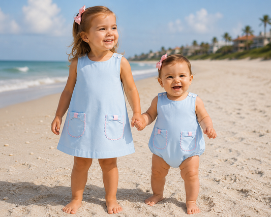Blue Bow Pocket Dress